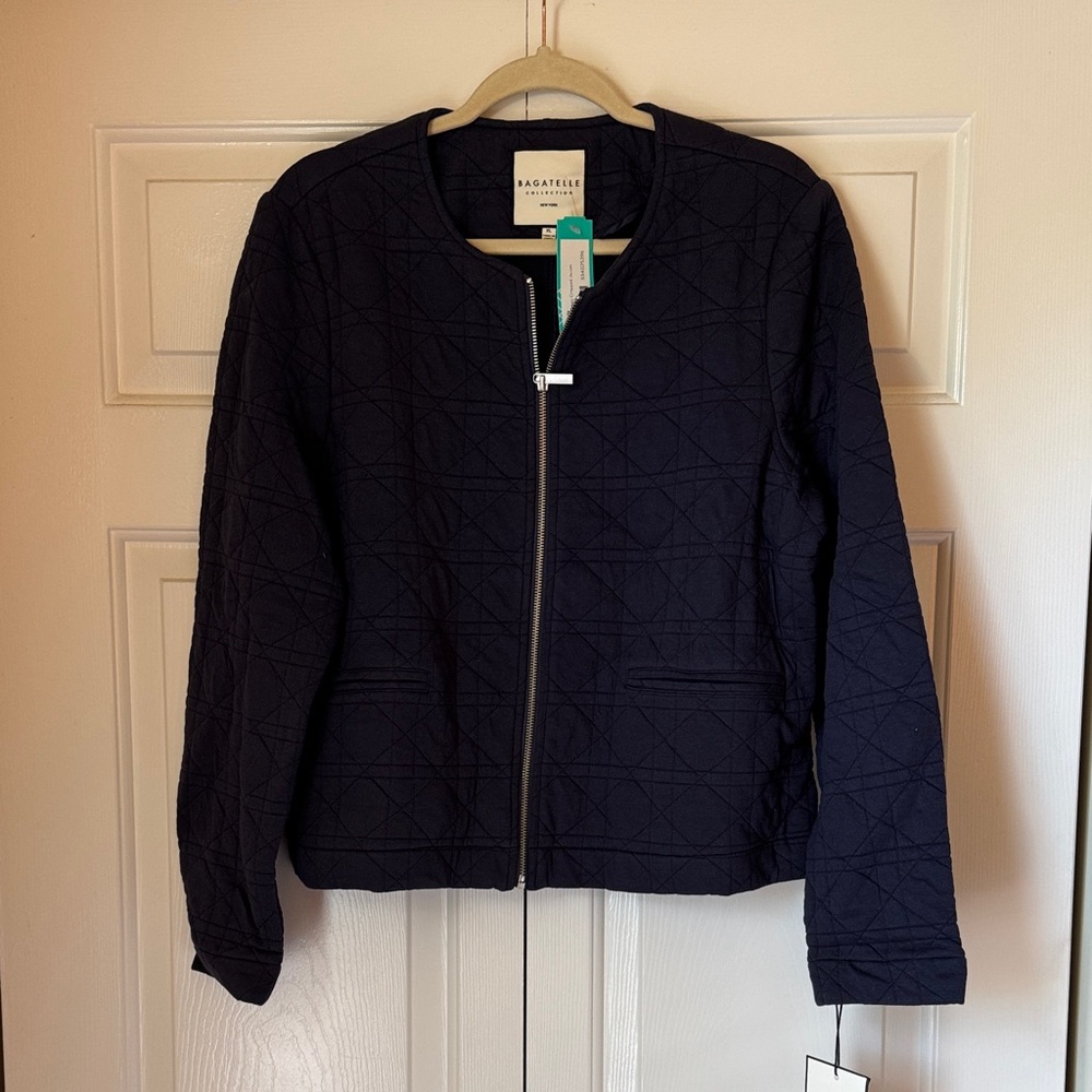 Bagatelle Women's Navy Quilted Bomber Jacket